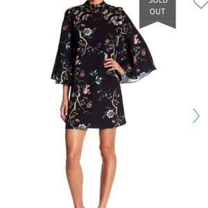 Nanette Lepore lace yoke bell sleeve floral dress